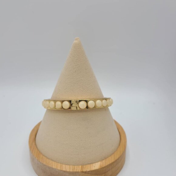 J Crew Mini Gumdrop Stone Hinged Bracelet Gold Tone - Picture 6 of 6